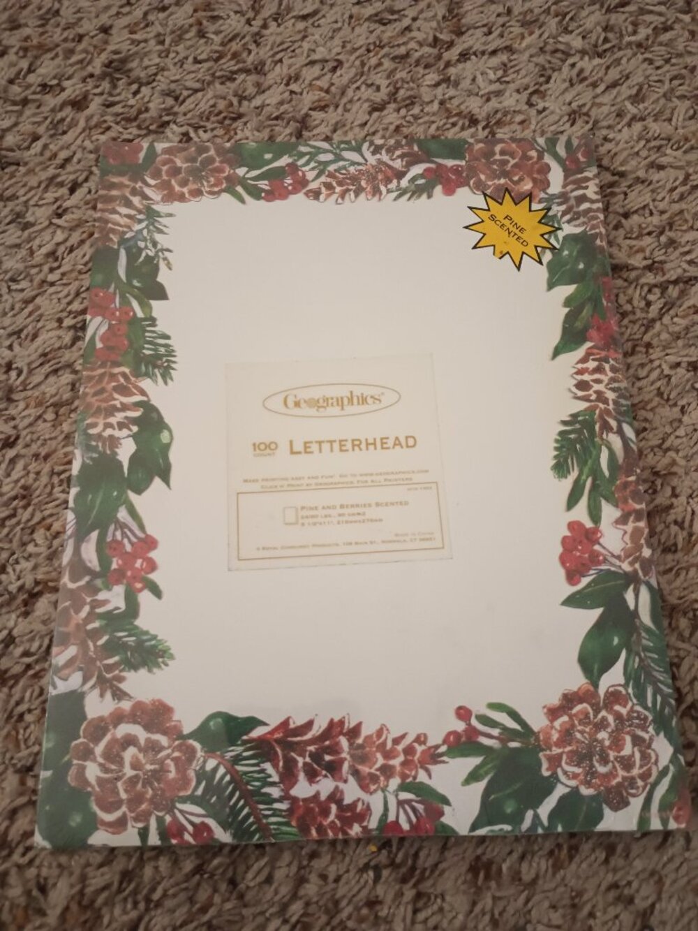 NEW Geographics 100 sheets Pine Scented Letterhead